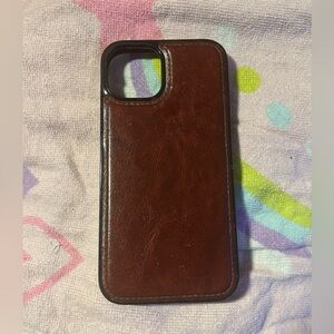 Premium Brown Leather iPhone 13 Case